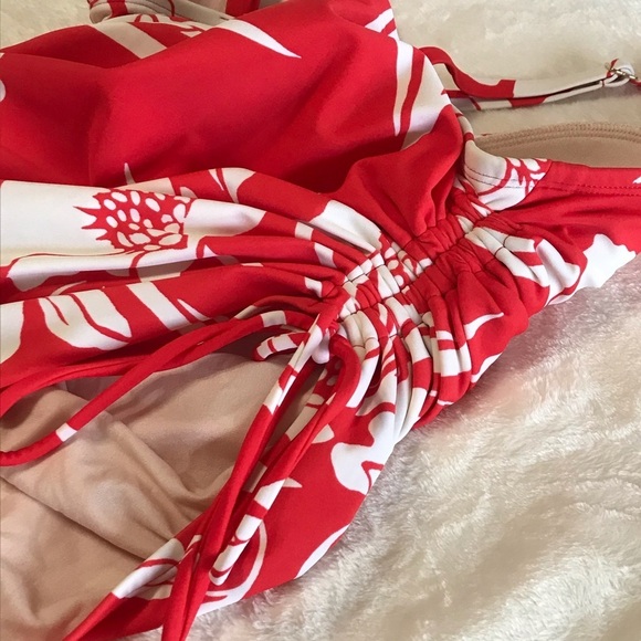 KONA SOL / Red & white Floral One Piece Bathing Suit Size S - Picture 9 of 9